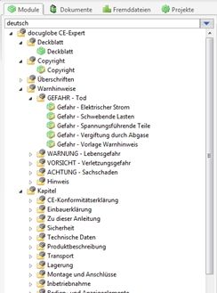 Structure in accordance with DIN EN 82079 in docuglobe