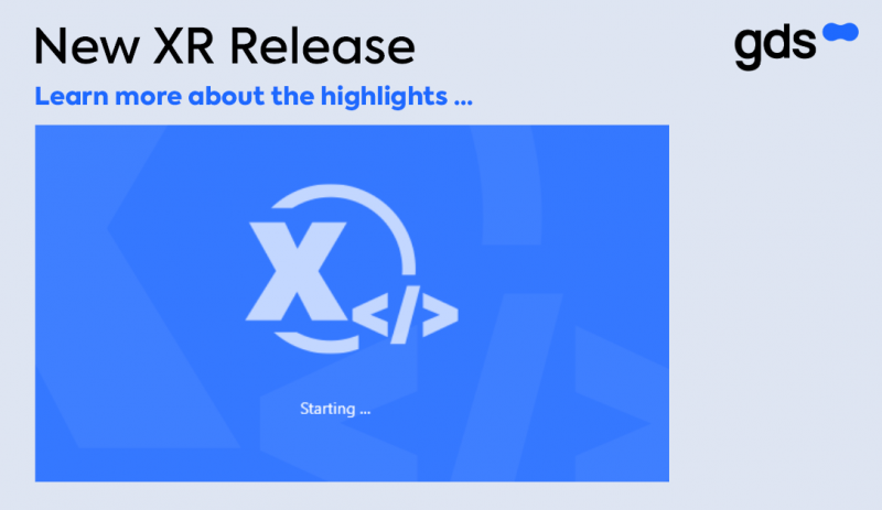 Der Startbildschirm des neuen XR-Release Kaltern von gds