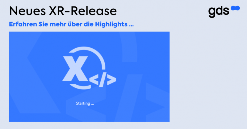 Der Startbildschirm des neuen XR-Release Kaltern von gds